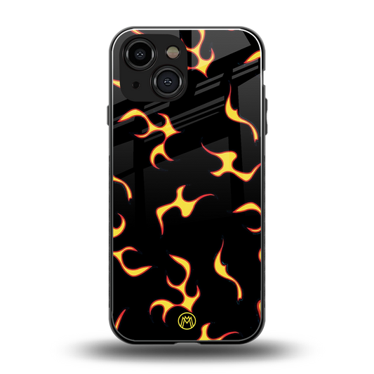 lil flames on black back phone cover | glass case for iphone 13 mini