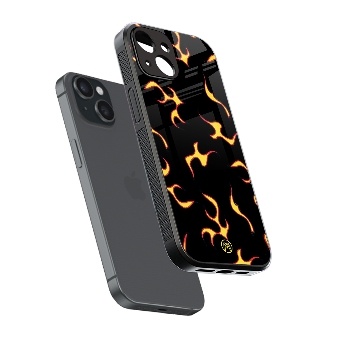 lil flames on black back phone cover | glass case for iphone 13 mini