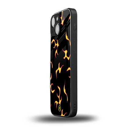 lil flames on black back phone cover | glass case for iphone 13 mini