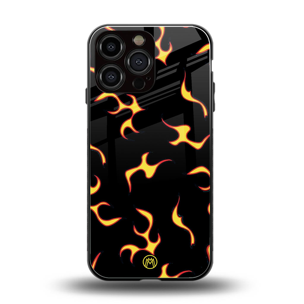 lil flames on black back phone cover | glass case for iphone 13 pro max