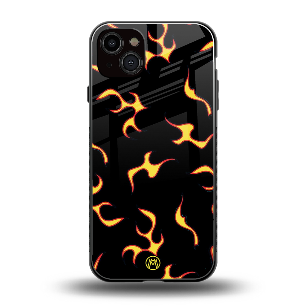 lil flames on black back phone cover | glass case for iphone 14 plus