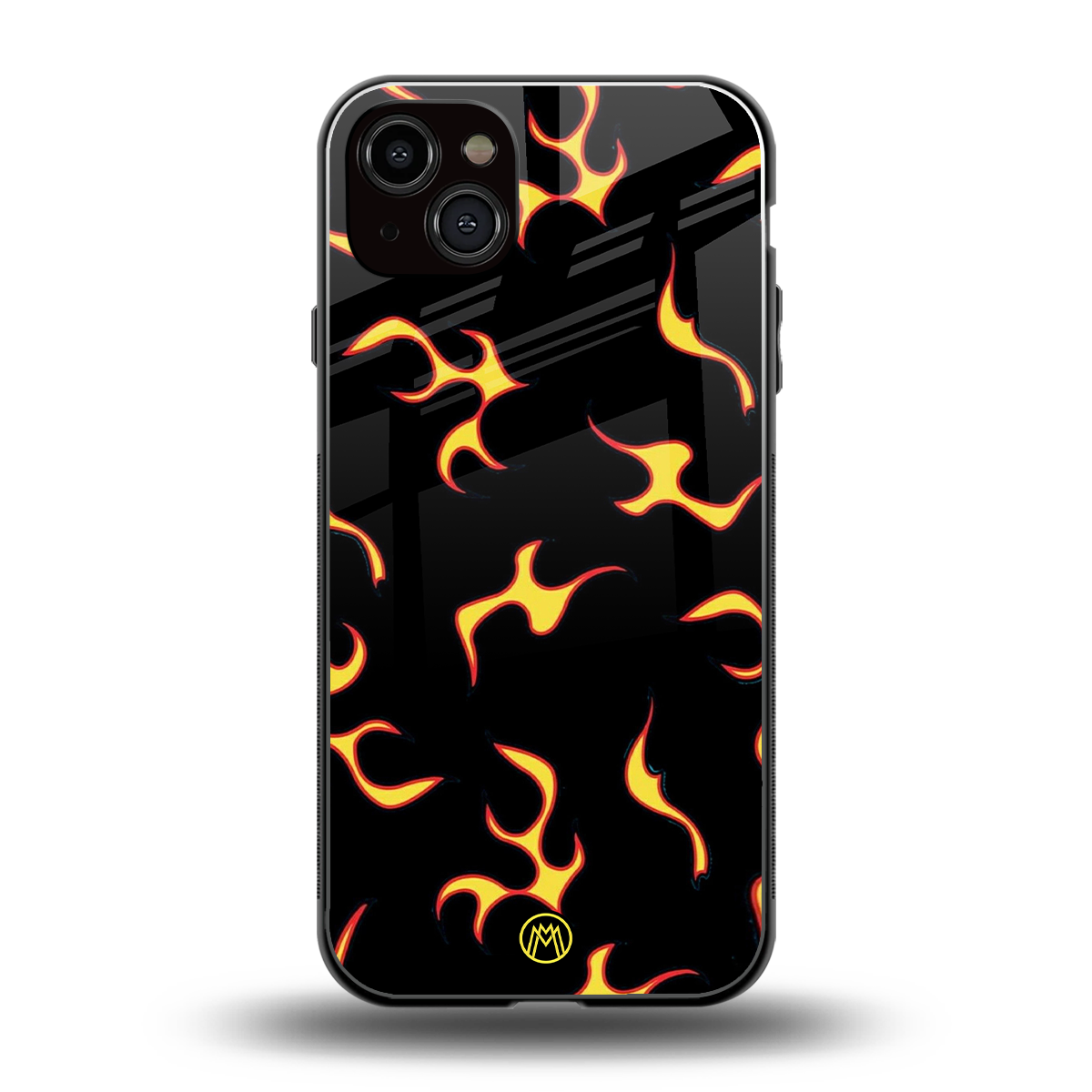 lil flames on black back phone cover | glass case for iphone 14 plus