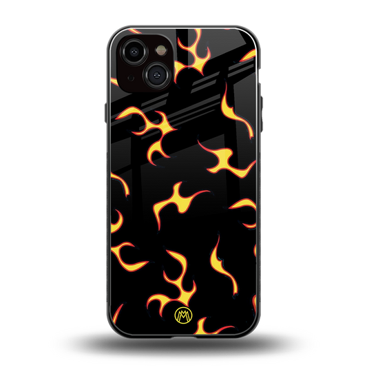 lil flames on black back phone cover | glass case for iphone 14 plus