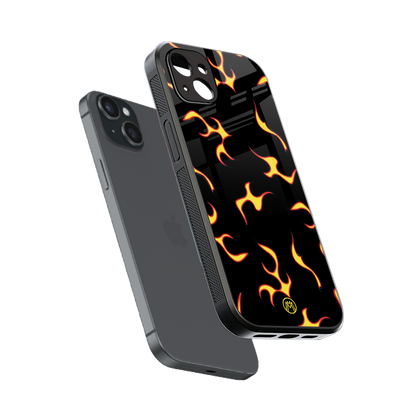 lil flames on black back phone cover | glass case for iphone 14 plus
