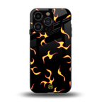 lil flames on black back phone cover | glass case for iphone 15 pro