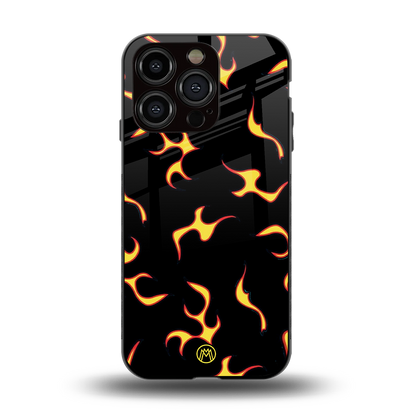 lil flames on black back phone cover | glass case for iphone 14 pro