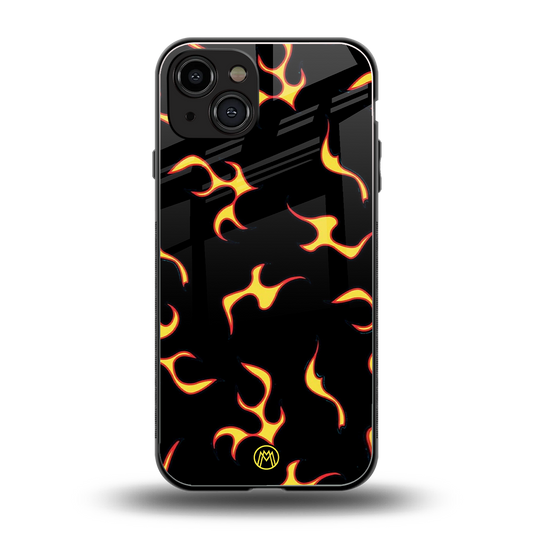 lil flames on black back phone cover | glass case for iphone 14
