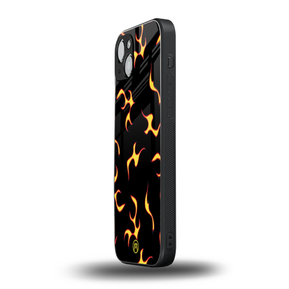 lil flames on black back phone cover | glass case for iphone 14