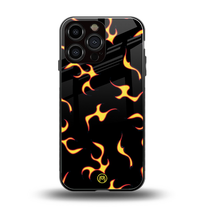 lil flames on black back phone cover | glass case for iphone 16 pro max