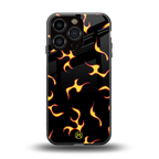 lil flames on black back phone cover | glass case for iphone 16 pro