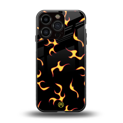 lil flames on black back phone cover | glass case for iphone 16 pro