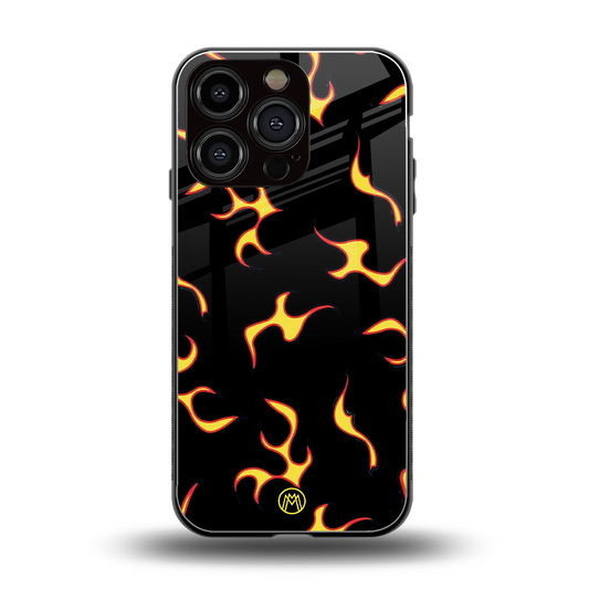 lil flames on black back phone cover | glass case for iphone 16 pro