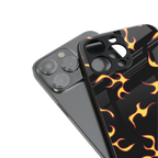 lil flames on black back phone cover | glass case for iphone 15 pro