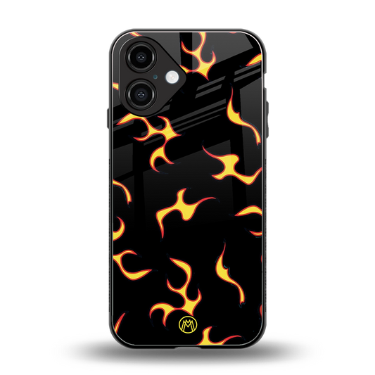 lil flames on black back phone cover | glass case for iphone 16
