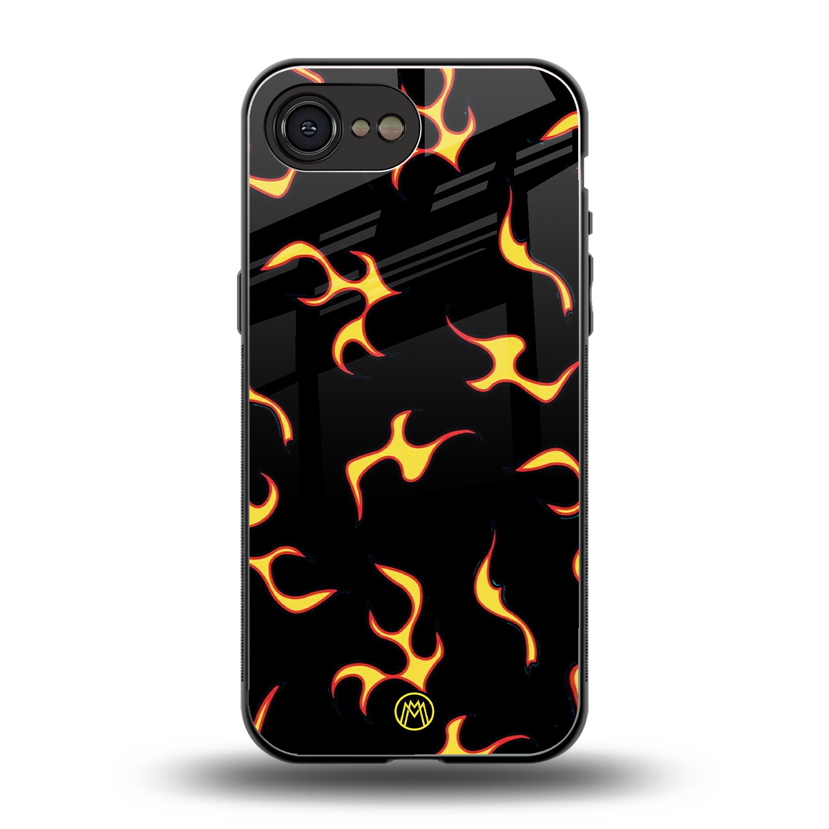 lil flames on black back phone cover | glass case for iphone 16e