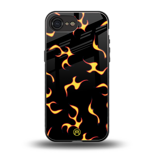 lil flames on black back phone cover | glass case for iphone 16e