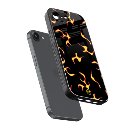 lil flames on black back phone cover | glass case for iphone 16e