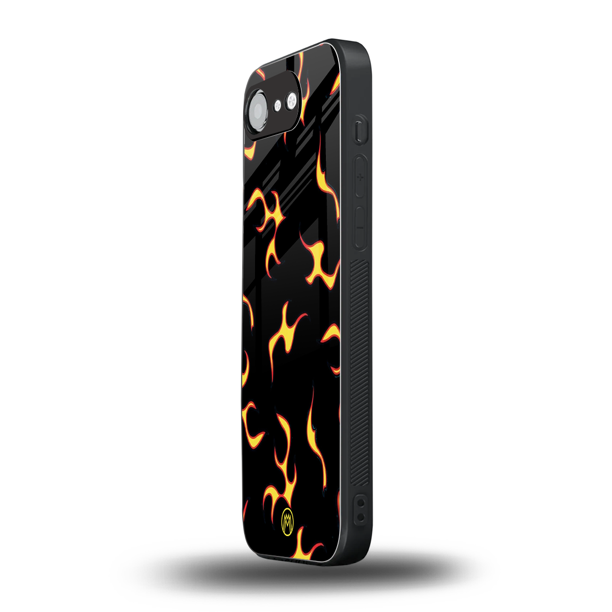 lil flames on black back phone cover | glass case for iphone 16e