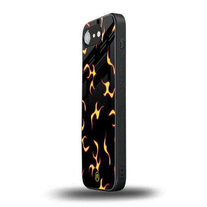 lil flames on black back phone cover | glass case for iphone 16e
