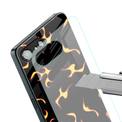 lil flames on black back phone cover | glass case for iphone 16e