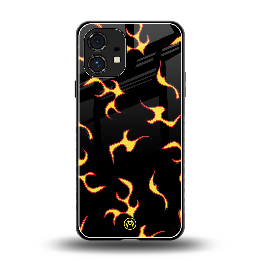 lil flames on black back phone cover | glass case for nothing phone 1