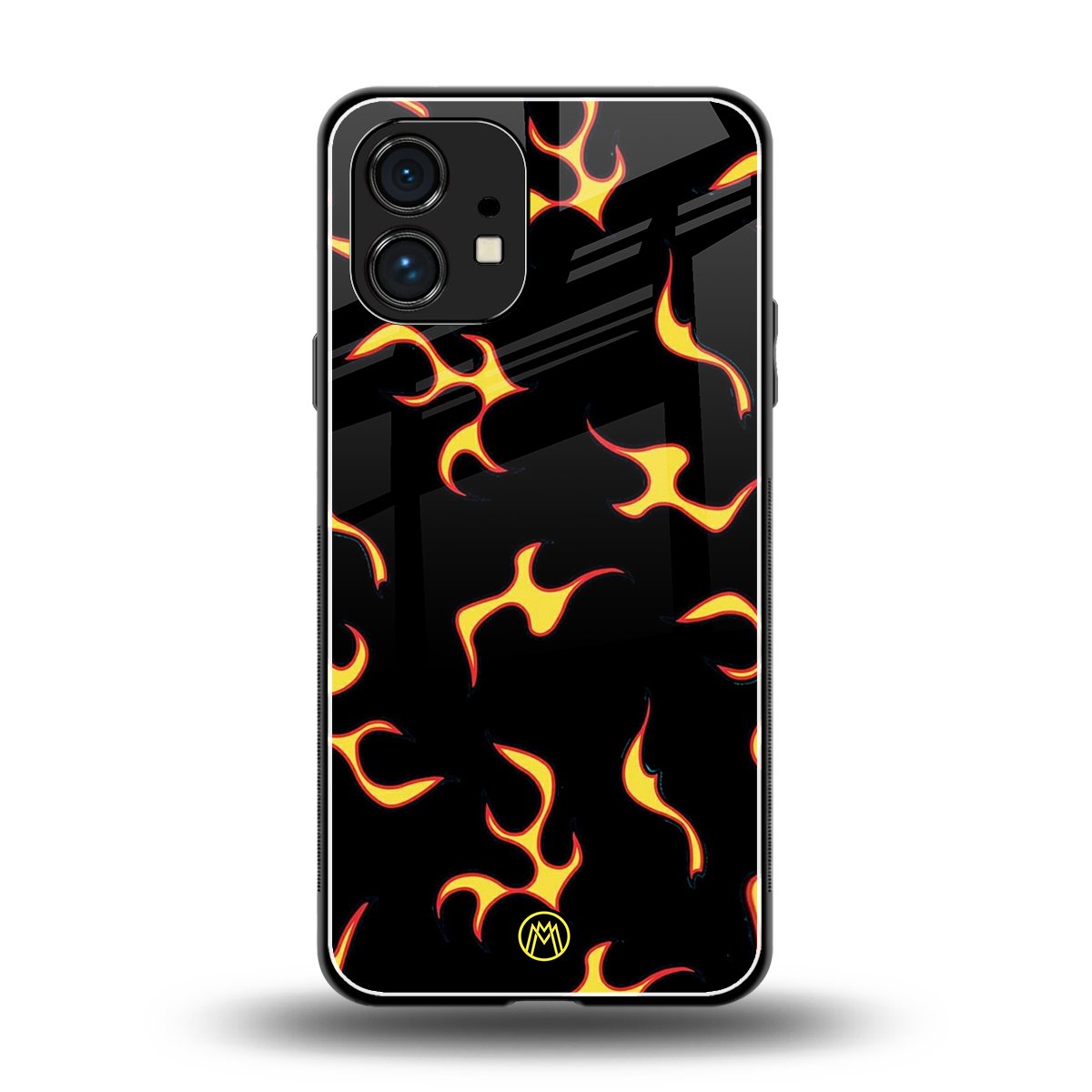 lil flames on black back phone cover | glass case for nothing phone 1