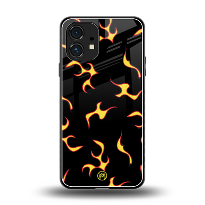 lil flames on black back phone cover | glass case for nothing phone 1