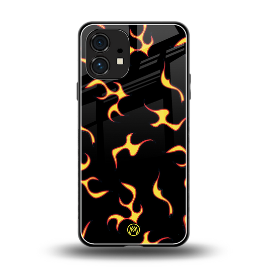 lil flames on black back phone cover | glass case for nothing phone 1