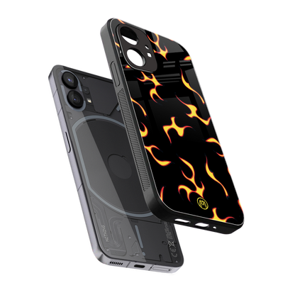 lil flames on black back phone cover | glass case for nothing phone 1