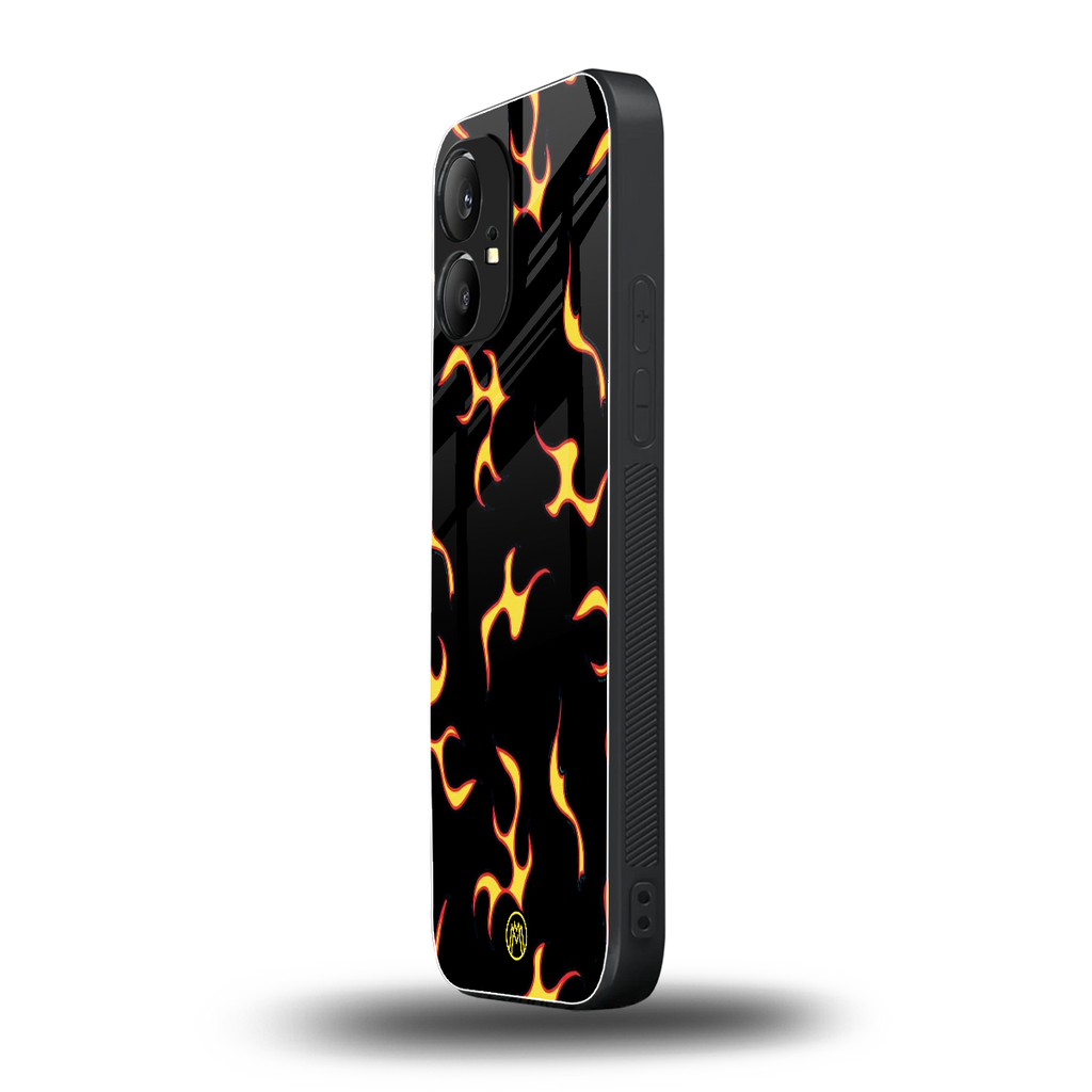lil flames on black back phone cover | glass case for nothing phone 1