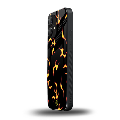 lil flames on black back phone cover | glass case for nothing phone 1