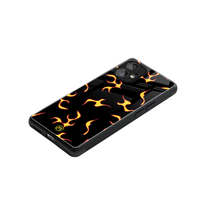 lil flames on black back phone cover | glass case for nothing phone 1