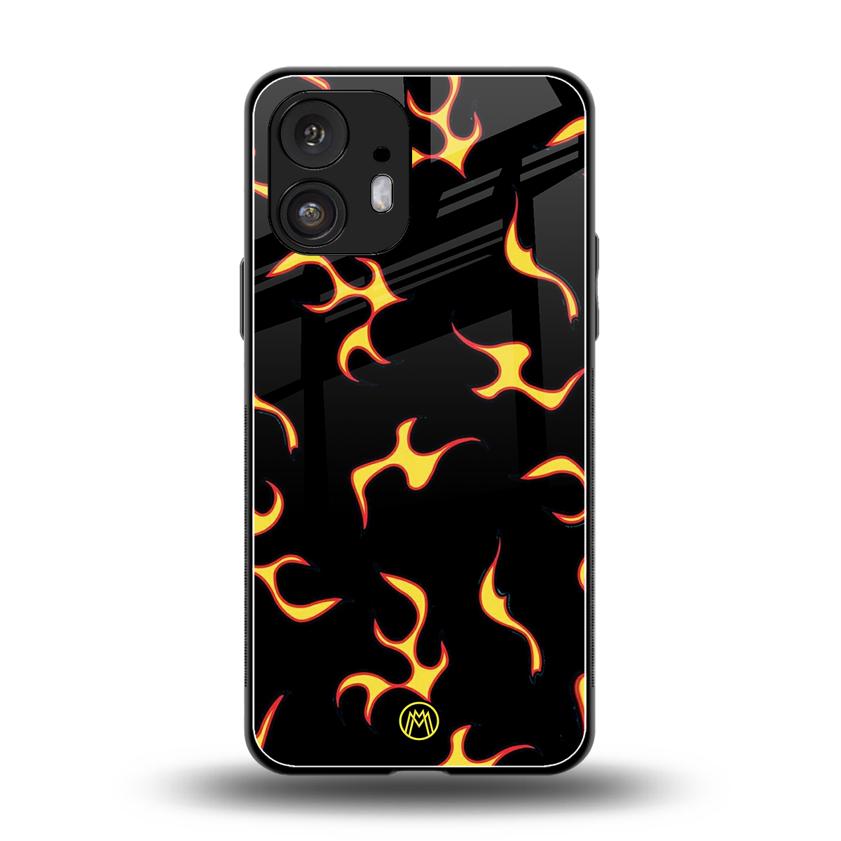 lil flames on black back phone cover | glass case for nothing phone 2