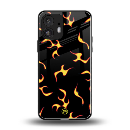 lil flames on black back phone cover | glass case for nothing phone 2