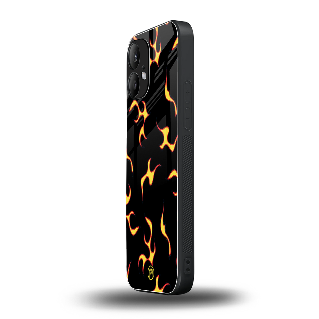 lil flames on black back phone cover | glass case for nothing phone 2