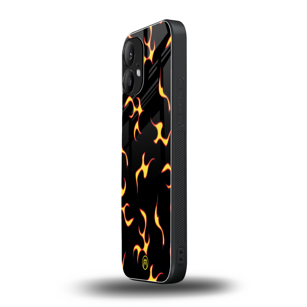lil flames on black back phone cover | glass case for nothing phone 2