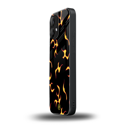 lil flames on black back phone cover | glass case for nothing phone 2
