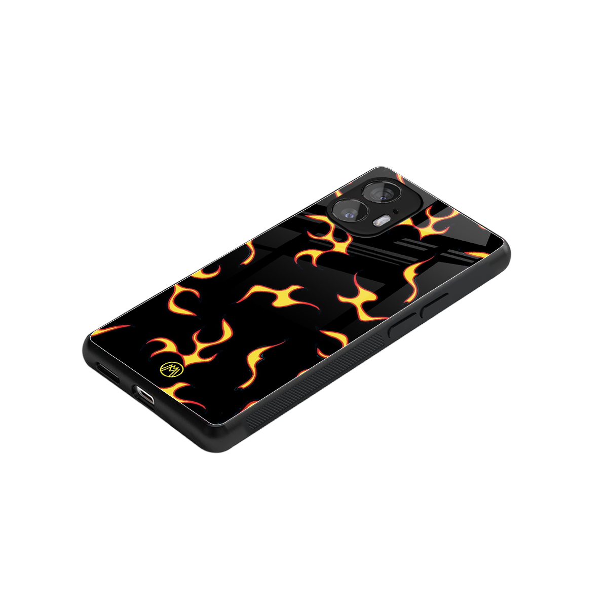 lil flames on black back phone cover | glass case for nothing phone 2