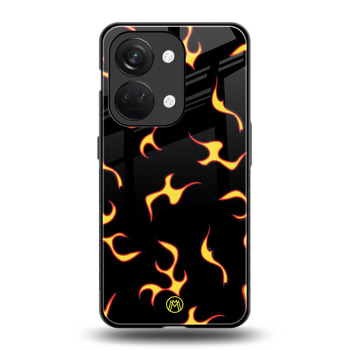 lil flames on black back phone cover | glass case for oneplus nord 3