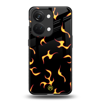 lil flames on black back phone cover | glass case for oneplus nord 3
