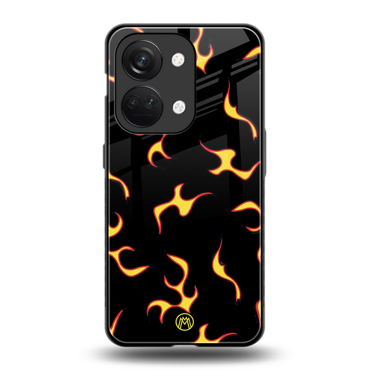 lil flames on black back phone cover | glass case for oneplus nord 3