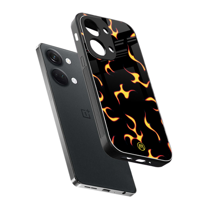 lil flames on black back phone cover | glass case for oneplus nord 3