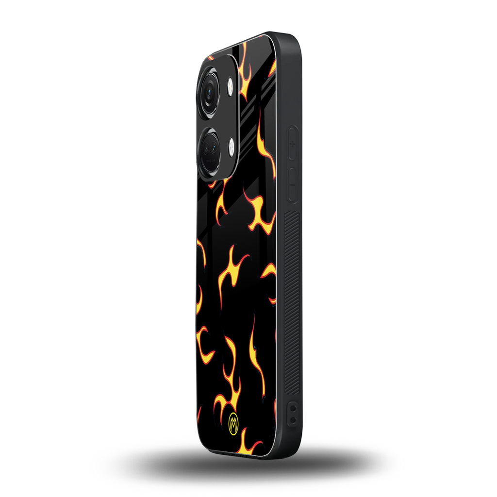 lil flames on black back phone cover | glass case for oneplus nord 3