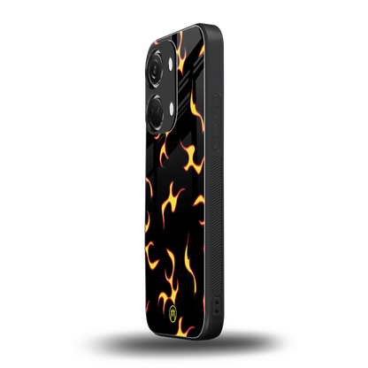 lil flames on black back phone cover | glass case for oneplus nord 3