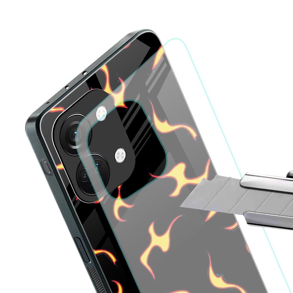 lil flames on black back phone cover | glass case for oneplus nord 3