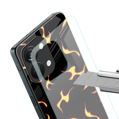 lil flames on black back phone cover | glass case for oneplus nord 3