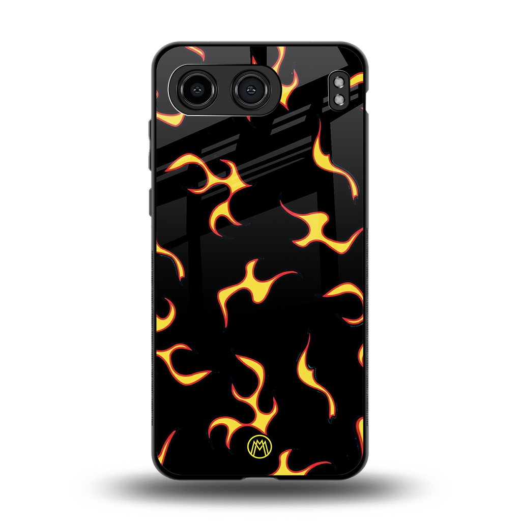 lil flames on black back phone cover | glass case for oneplus nord 4