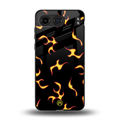 lil flames on black back phone cover | glass case for oneplus nord 4