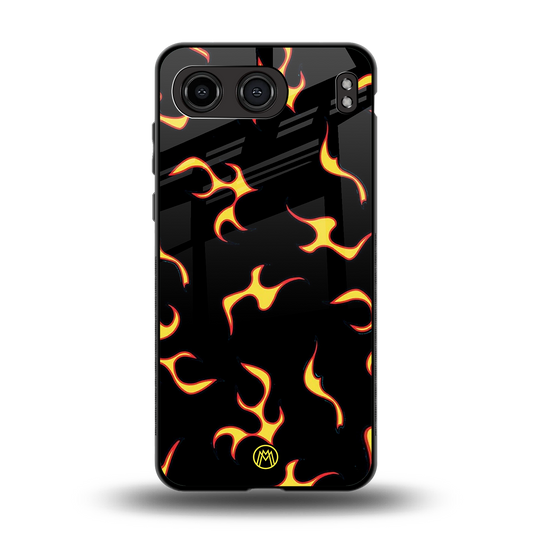 lil flames on black back phone cover | glass case for oneplus nord 4