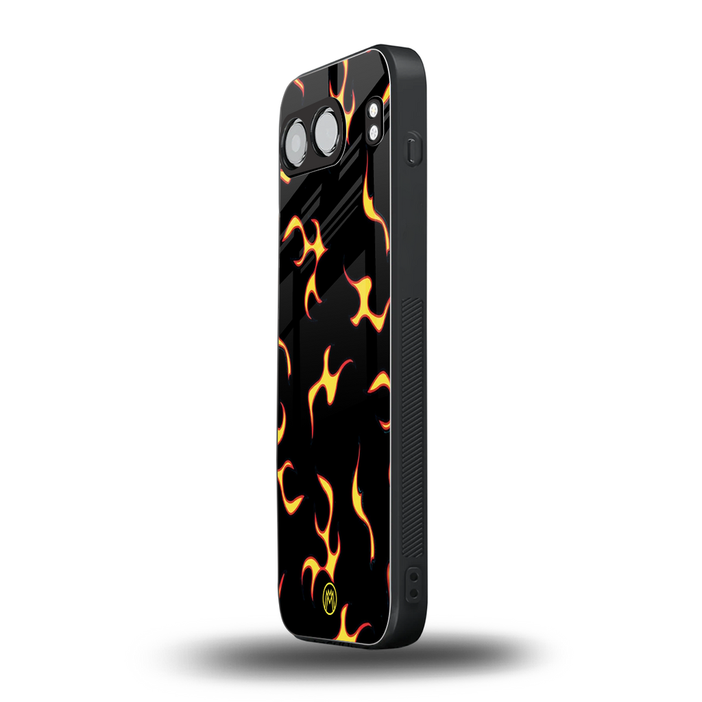 lil flames on black back phone cover | glass case for oneplus nord 4